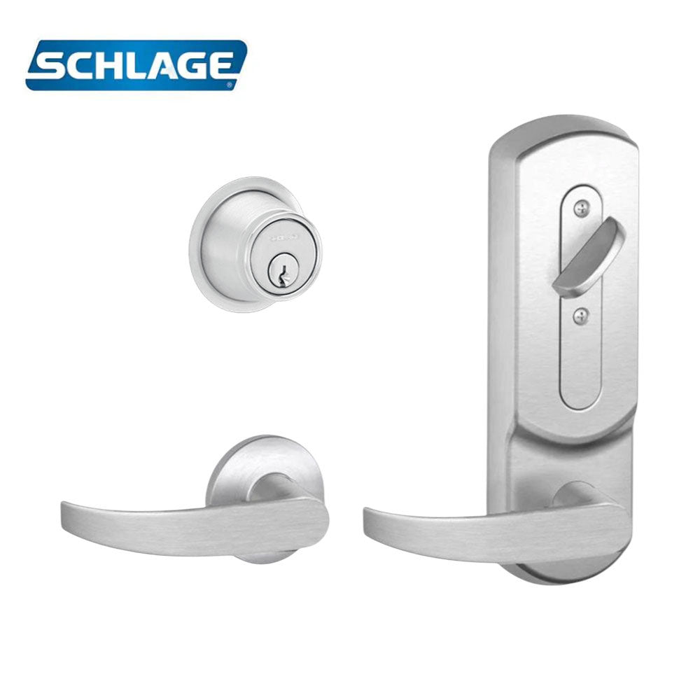Schlage - CS210-B500PD - Entrance Single Locking Interconnected Lock Conventional 6-pin Cylinder with 1 3/4" Door Thickness - Right Handed - Grade 2 - US26D - Satin Chromium Plated (626)