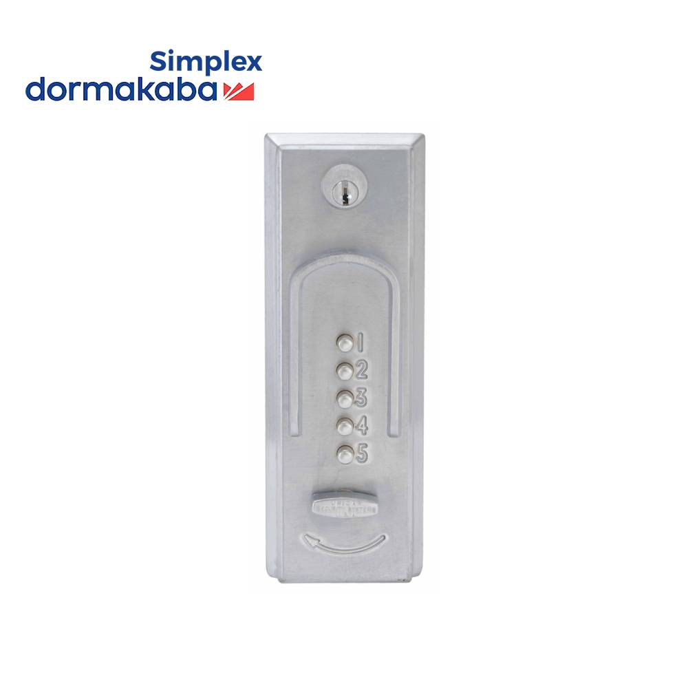 Simplex - 2015 - Mechanical Keyless Exit Device Pushbutton Lock - 2-¾" Tailpiece - 26D (Satin Chrome)