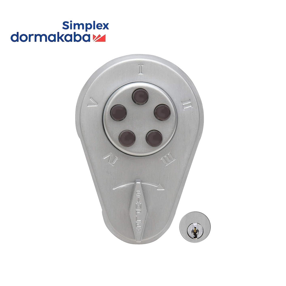 Simplex 9060000 Series Auxiliary Pushbutton Lock with Thumbturn - 26D (Satin Chrome)