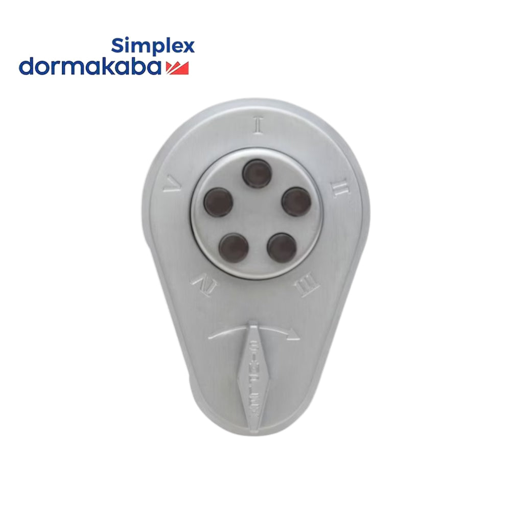 Simplex 9290000 Auxiliary Pushbutton Deadbolt / Spring Latch - 26D (Satin Chrome)