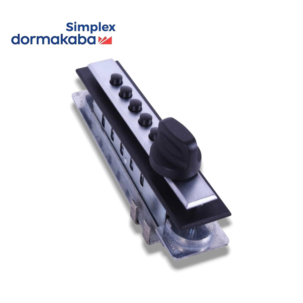 Simplex - 9621C21 - Mechanical Pushbutton Spring Loaded Latch Cabinet Lock,Wood Door,Cross Throw Bolt,Clutch Ball Bearing Knob With Trim Plate