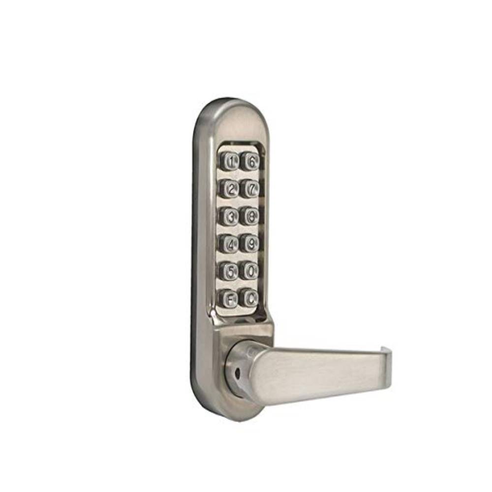 Simplex - LD472 - Light Duty Pushbutton Lever Lock - Passage - 2-3/4 Backset - Satin Stainless Steel Finish