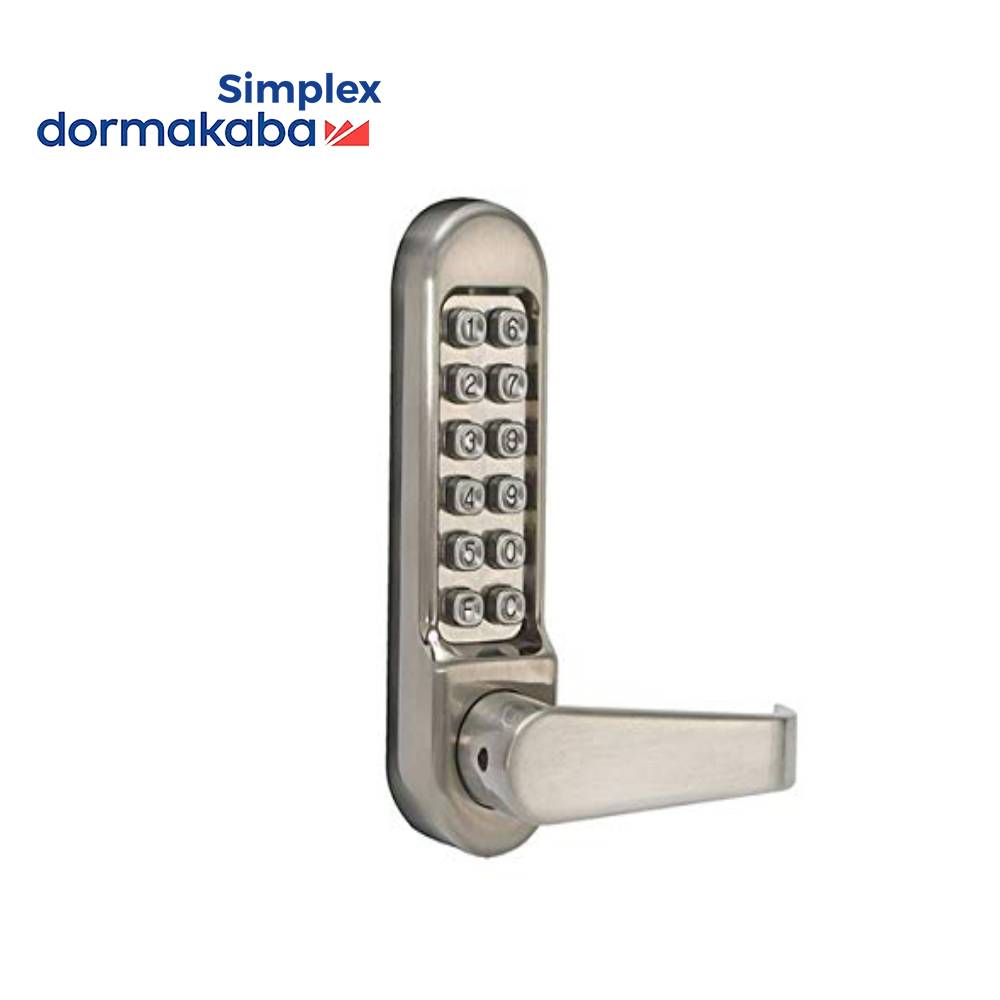 Simplex - LD472 - Light Duty Pushbutton Lever Lock - Passage - 2-3/4 Backset - Satin Stainless Steel Finish