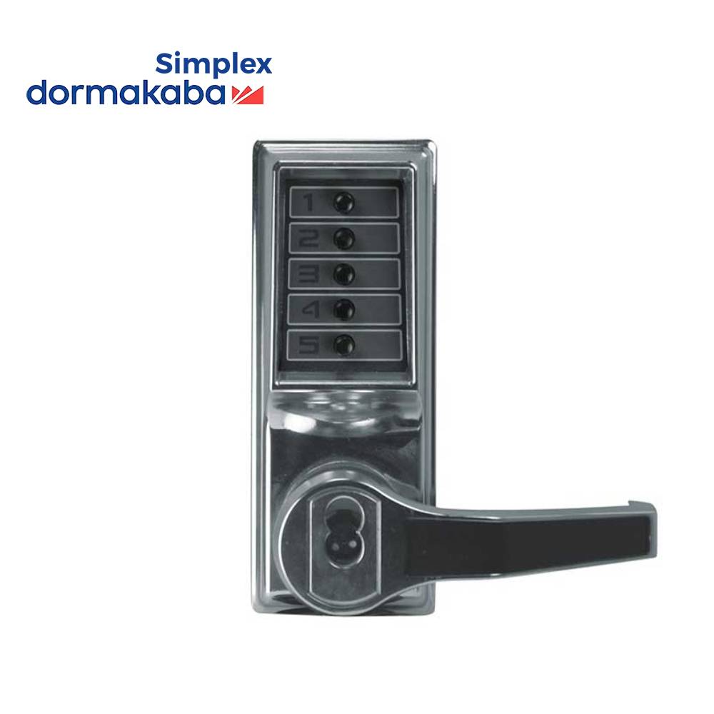 Simplex - LL1021 - Mechanical Pushbutton Cylindrical Lever Lock with Key Override - 2-3/4 Inch Backset - Optional Handed - Optional Keyway - Optional Color