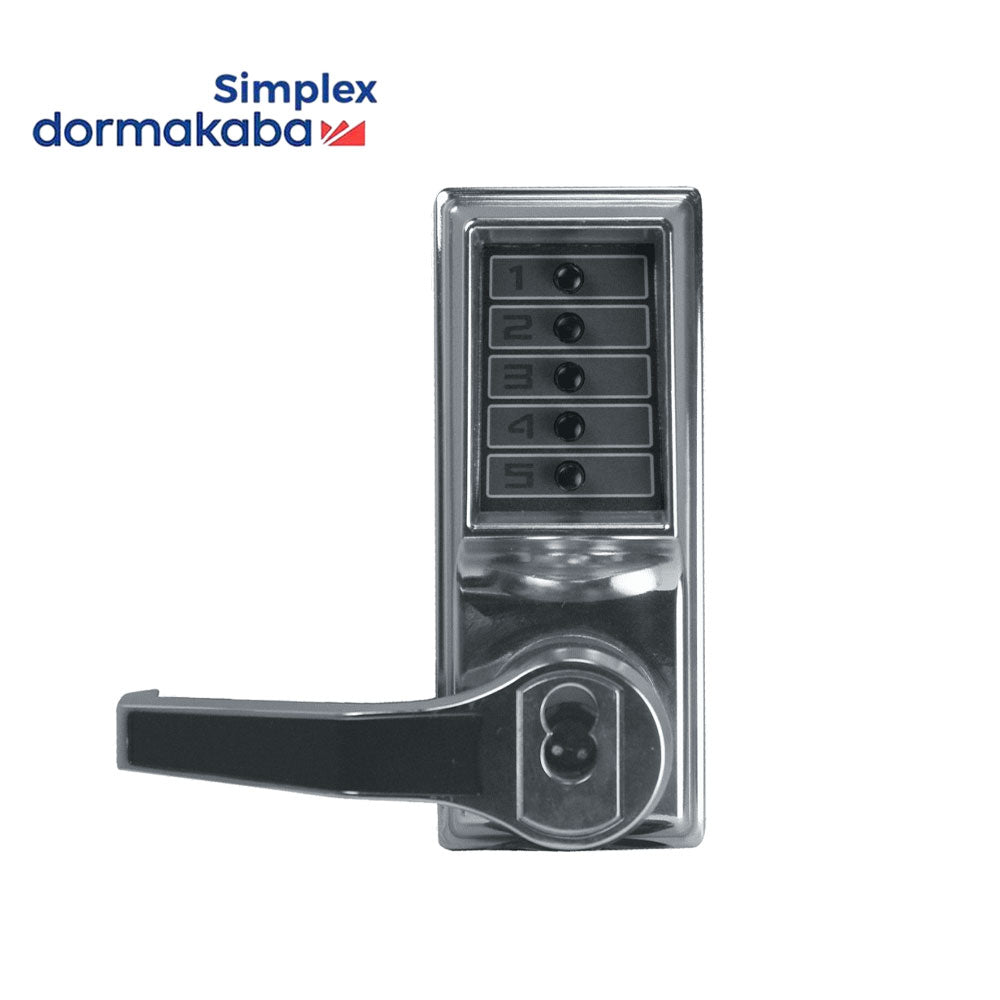 Simplex - L1022 - Mechanical Pushbutton Cylindrical Lever Lock with Combination Entry Function and Key Override - 2-3/8" Backset