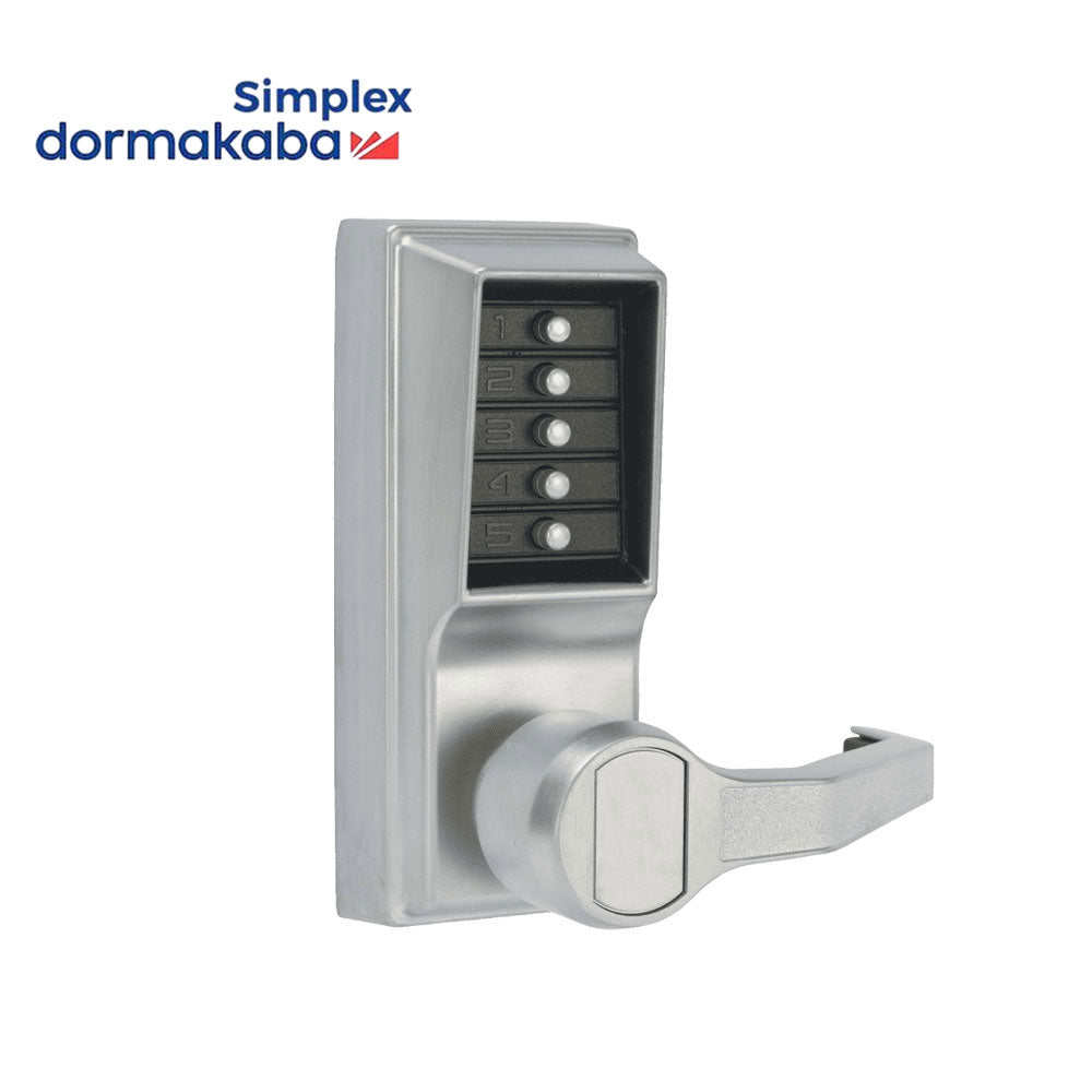 Simplex - L1012 - Mechanical Pushbutton Cylindrical Lever Lock with Combination Entry Function - 2-3/8" Backset