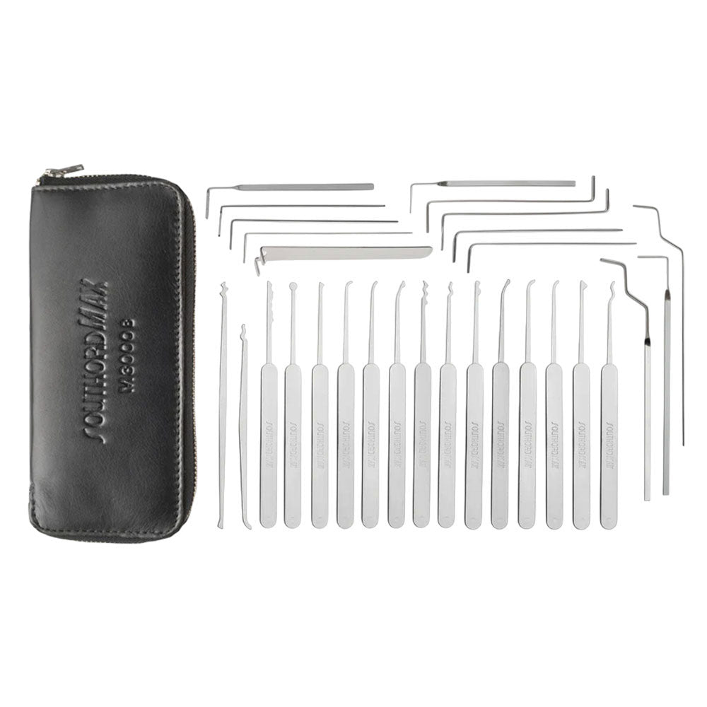 SouthOrd - M3000B - MAX High Yield Lock Pick Set with Rivetless Stainless Handles - .020 Inch - 29 Pieces