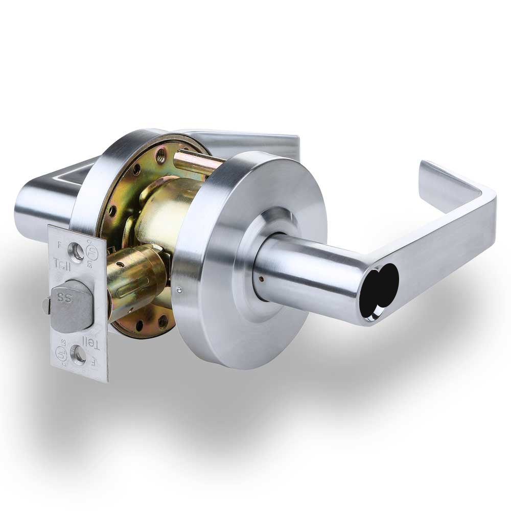 TELL LC2681 Cortland Lever (CLT) IC FW Standard Duty Cylindrical Leverset - Brushed Chrome (US26D) - 2-3/4" Backset Grade 2 Entry