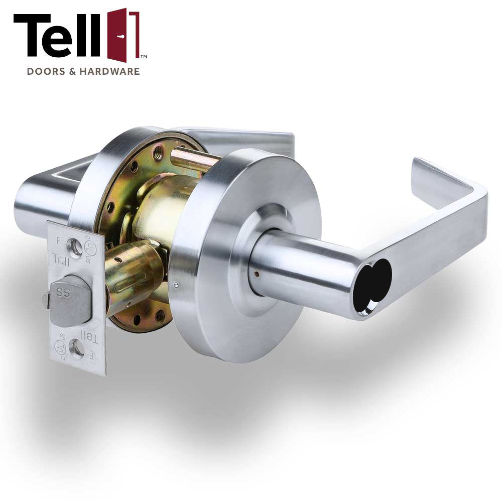 TELL LC2681 Cortland Lever (CLT) IC FW Standard Duty Cylindrical Leverset - Brushed Chrome (US26D) - 2-3/4" Backset Grade 2 Entry