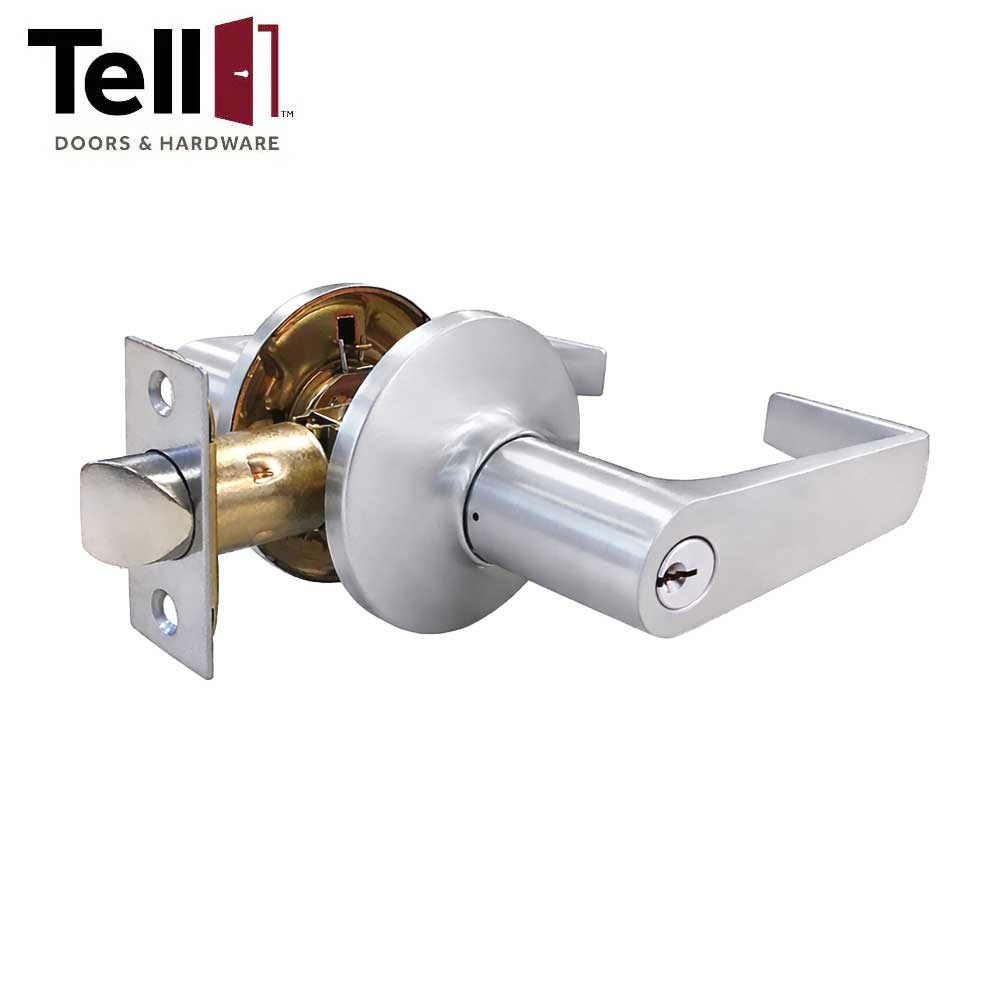 TELL Cylindrical Light-Duty Tubular LT3500 Series with Cortland Lever (CTL) - 2-3/4" Backset - Grade 3 - US26D - Satin Chrome (626)