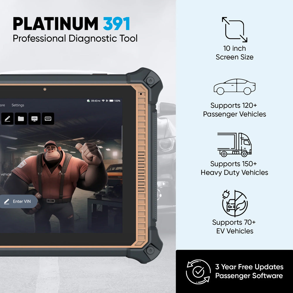 THINKCAR PLATINUM 391 - 10 inch OBD2 Full System Diagnostic Scanner with Maintenance Reset Functions