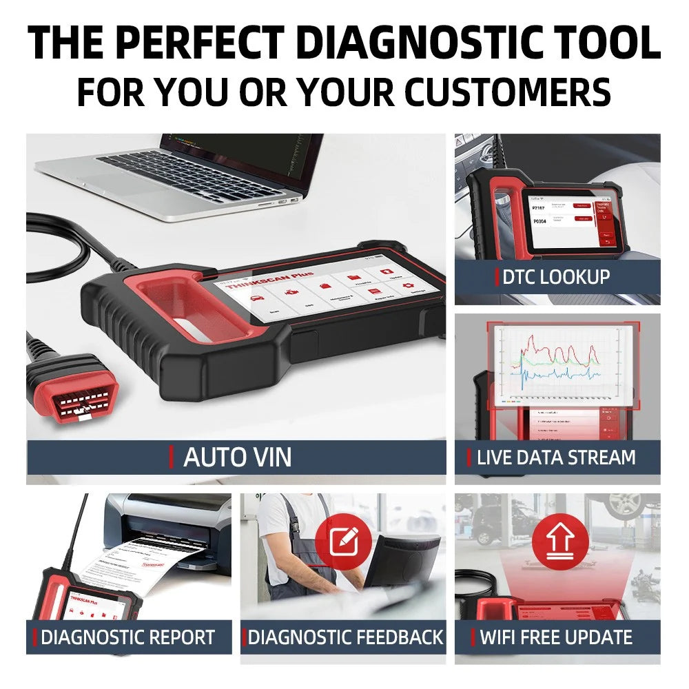 THINKCAR THINKSCAN PLUS S7 v2 - 5-Inch OBD2 Scanner Reset Code Reader and Scan Tool