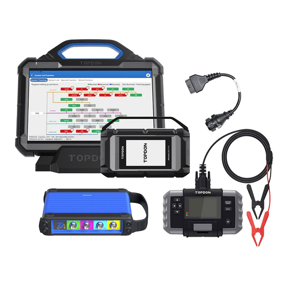 TOPDON Phoenix Max Automotive Diagnostic Scanner with Phoenix Scope, HDCKIT and Free BT600 Battery Tester
