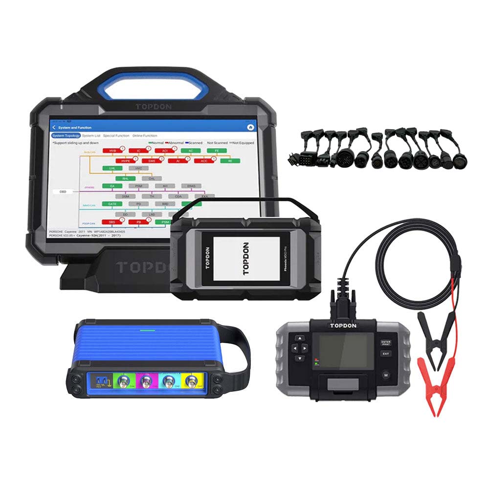 TOPDON PHOENIX MAX Automotive Diagnostic Scanner Bundle with PHOENIX SCOPE, HDCKIT and Free BT600 Battery Tester