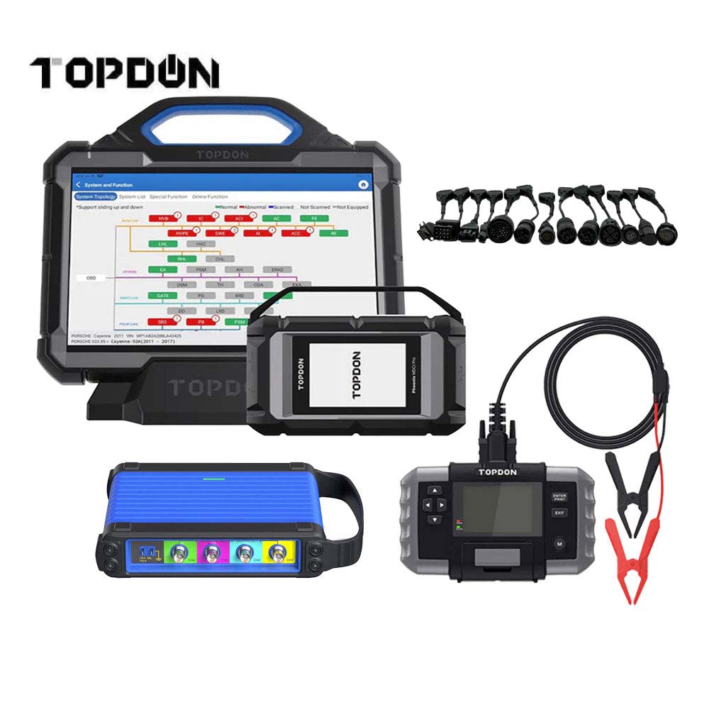 TOPDON PHOENIX MAX Automotive Diagnostic Scanner Bundle with PHOENIX SCOPE, HDCKIT and Free BT600 Battery Tester