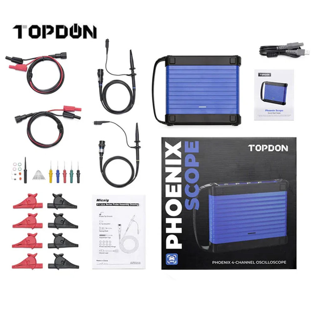 TOPDON Phoenix Max Automotive Diagnostic Scanner with Phoenix Scope, HDCKIT and Free BT600 Battery Tester