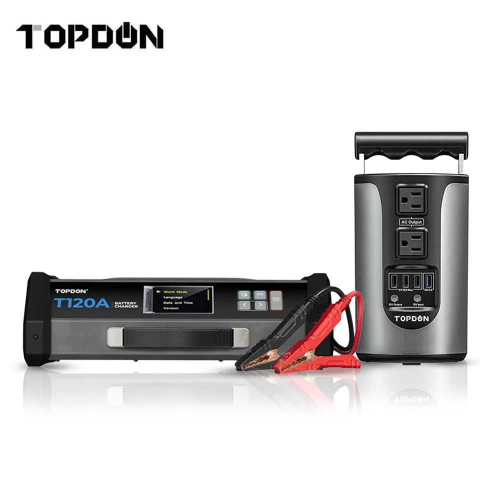 TOPDON Tornado 1200005 Power Supply and 12V Battery Charger with Hurricano 200 Portable Lithium Power Station