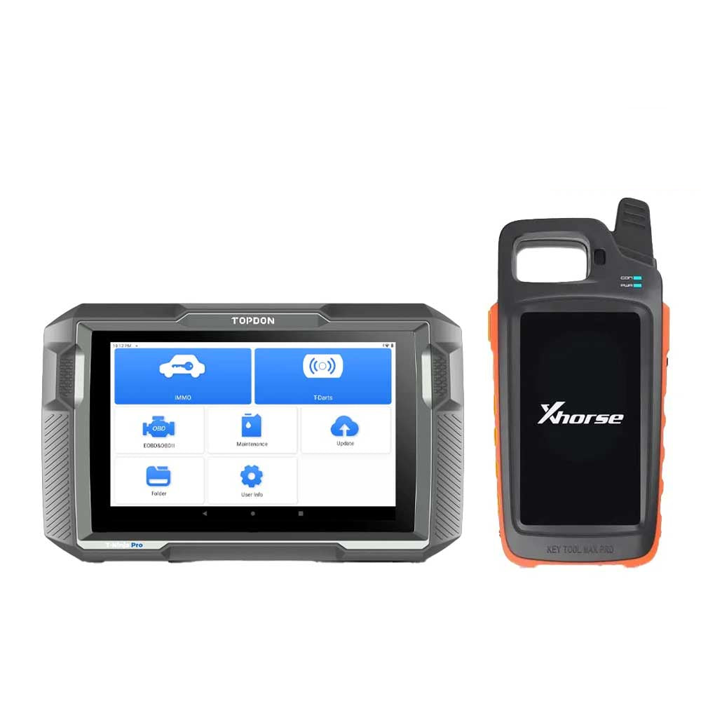 TOPDON T-Ninja Pro - 8" OBD Automotive Key Programmer and XHORSE VVDI Key Tool MAX PRO Remote Generator