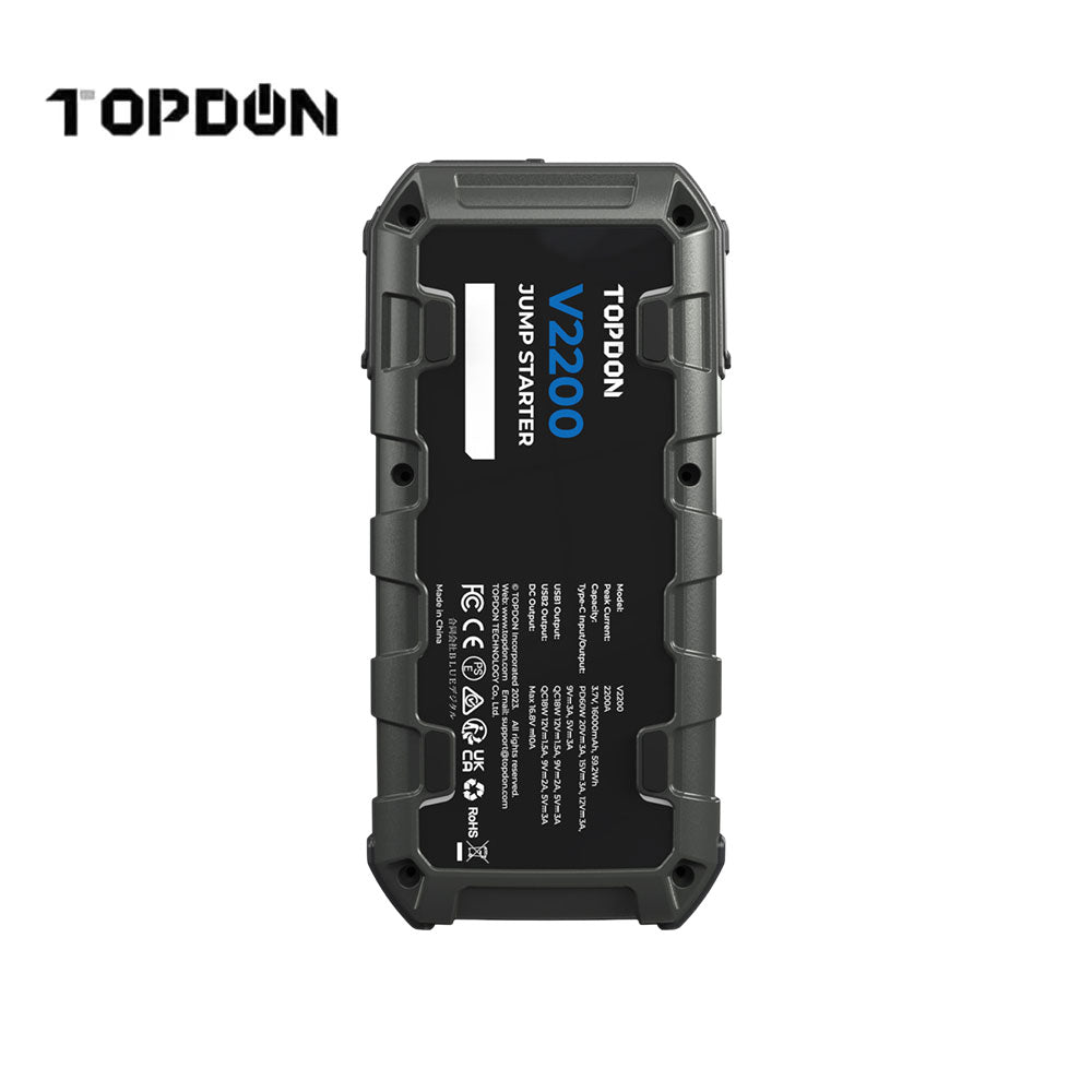 TOPDON V2200 Peak Amp Jump Starter, Power Bank and Flashlight