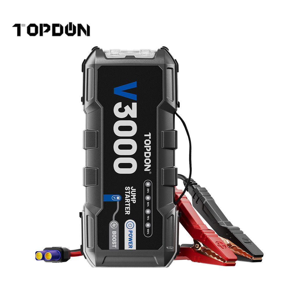 TOPDON V3000 3000A Peak Battery Jump Starter and Power Bank with Flashlight
