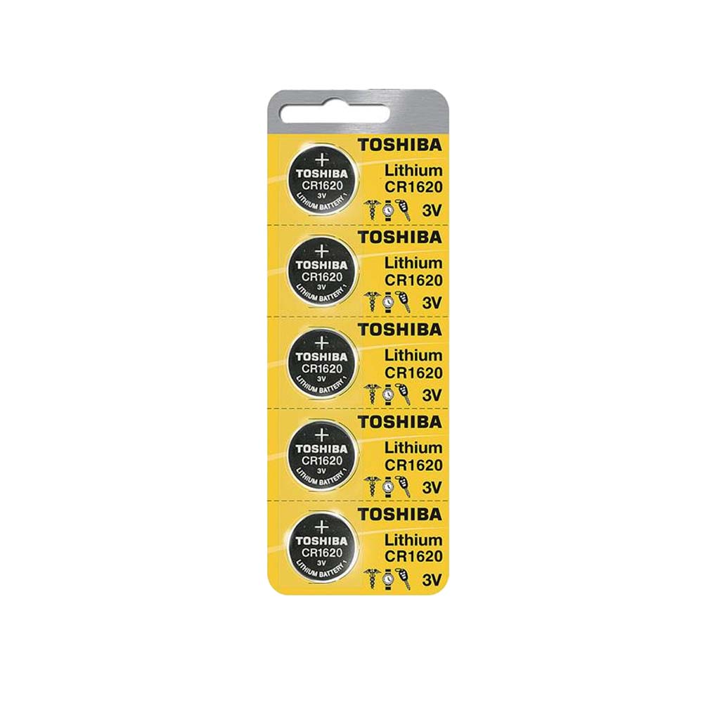 TOSHIBA 3V Lithium Coin Cell Batteries CR1620 (5 Pack)