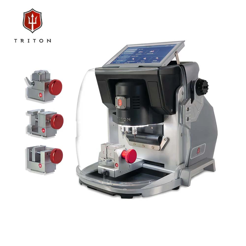 Triton PLUS Commercial Edition Key Cutting Machine with 2mm End Mill Cutter and 1mm Tracer Decoder and 7" Tempered Glass Screen Protector