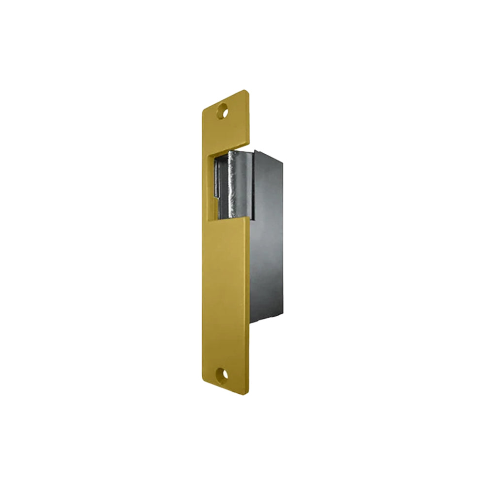 Trine - 001-8-16AC/4-6DC - Electric Strike Fail Secure with 5-7/8 x 1-1/4 Faceplate and 8-16VAC/4-6VDC - 696 (Brass Powder Coated-US4)