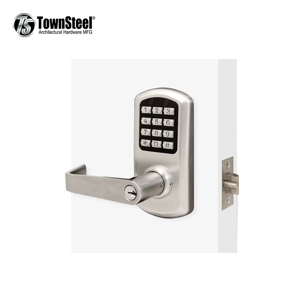 TownSteel - e-Elite - 2000 Series Electronic Cylindrical Lock with Keyless Entry - Metal Keypad - Schlage C Keyway - Clutched Lockbodies - Storeroom (86) - Right Handed