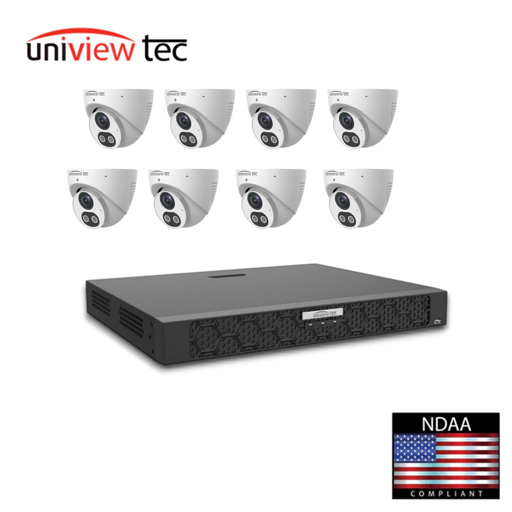 Uniview Technology KNR164T8TX 5MP DWDR IR Turret Dome IP Camera Kit with 16-Channel 4K H.265 NVR, 16 PoE Ports and 4TB HDD