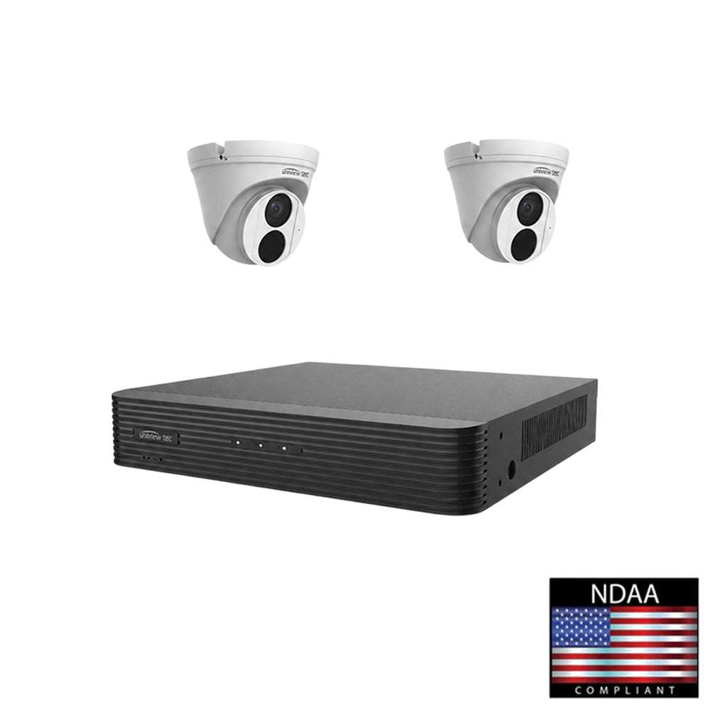 Uniview Tec KNR4UT2 5MP DWDR IR Turret Dome IP Camera Kit with 4 Channel 4K H.265 NVR, 4 PoE Ports and 1TB HDD