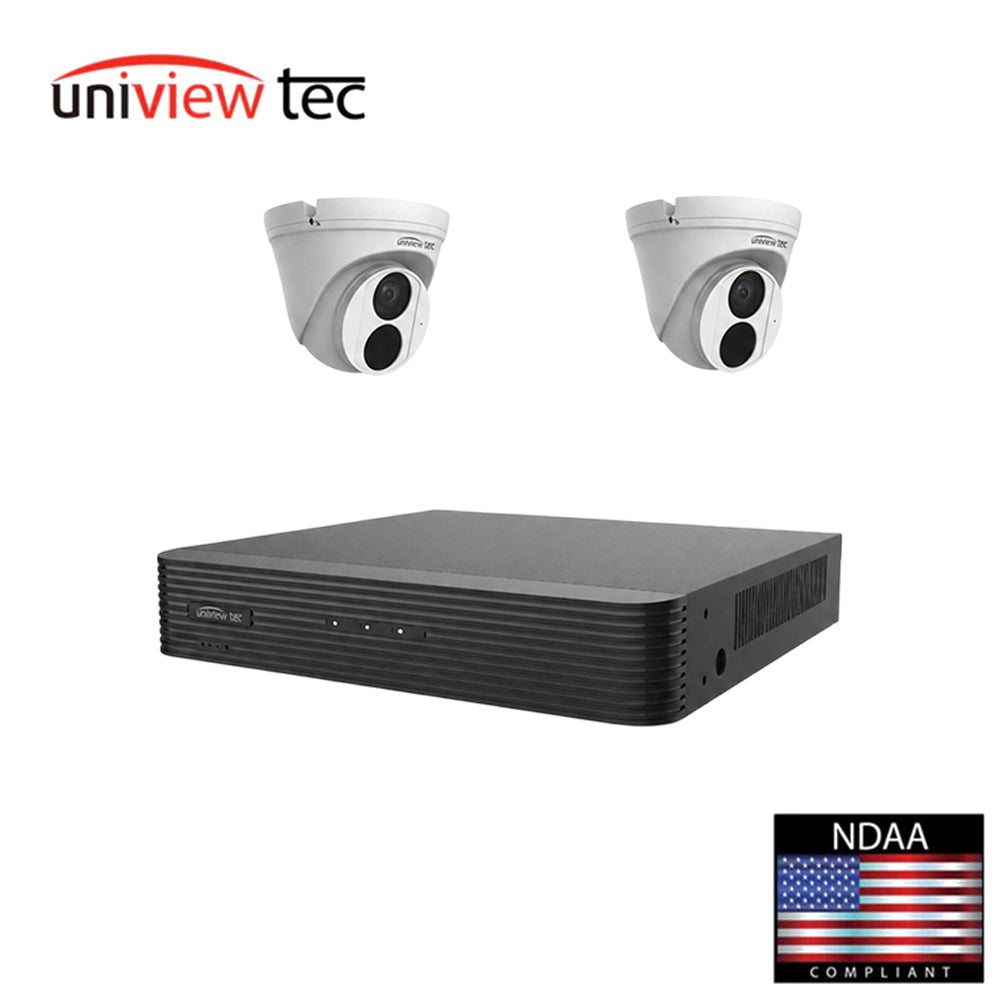 Uniview Tec KNR4UT2 5MP DWDR IR Turret Dome IP Camera Kit with 4 Channel 4K H.265 NVR, 4 PoE Ports and 1TB HDD