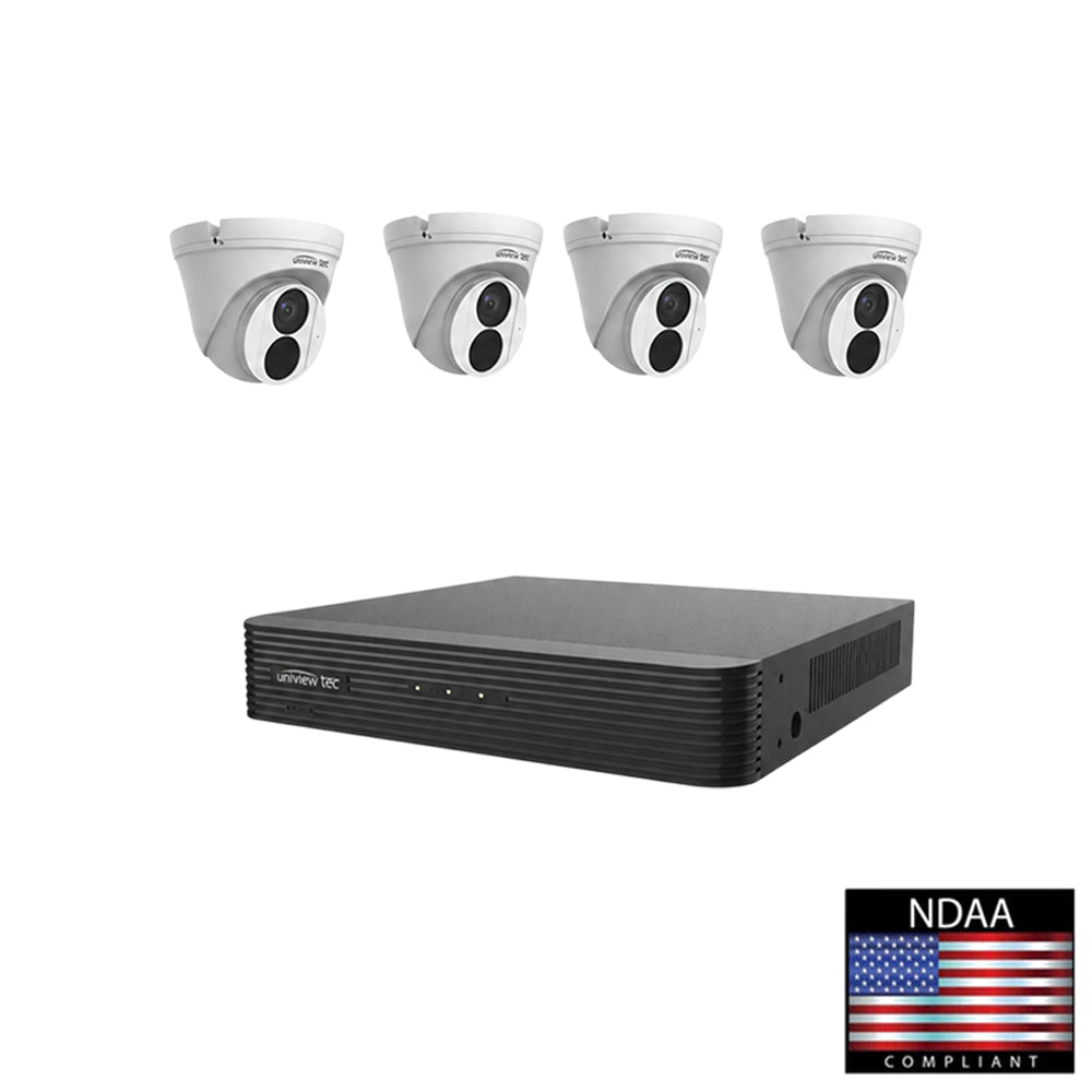Uniview Tec KNR8UT4 5MP DWDR IR Turret Dome IP Camera Kit with 8 Channel 4K H.265 NVR, 8 PoE Ports and 2TB HDD