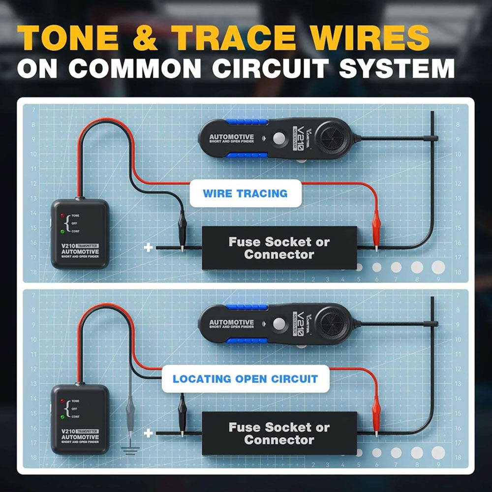 VDIAGTOOL V210 Automotive Electrical Open & Short Circuit Tester, Wire Break Finder, DC 6-42V
