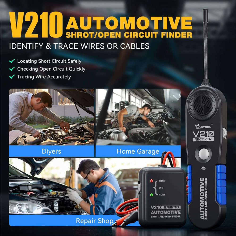 VDIAGTOOL V210 Automotive Electrical Open & Short Circuit Tester, Wire Break Finder, DC 6-42V