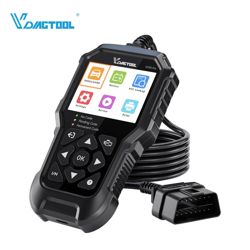 VDIAGTOOL VD30 Pro OBD2 Diagnostic Scanner for Cars and Trucks - Check Engine Code Reader with Live Data, Reset & I/M Readiness