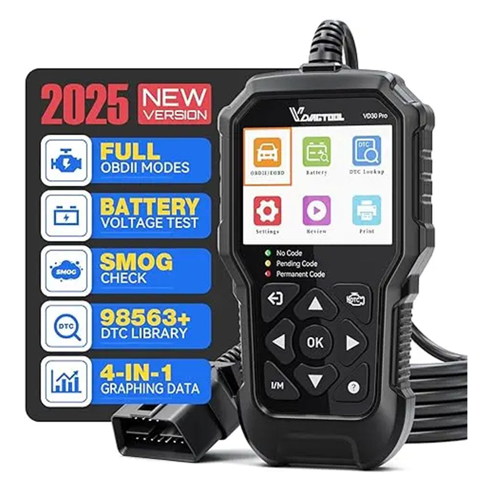 VDIAGTOOL VD30 Pro OBD2 Diagnostic Scanner for Cars and Trucks - Check Engine Code Reader with Live Data, Reset & I/M Readiness