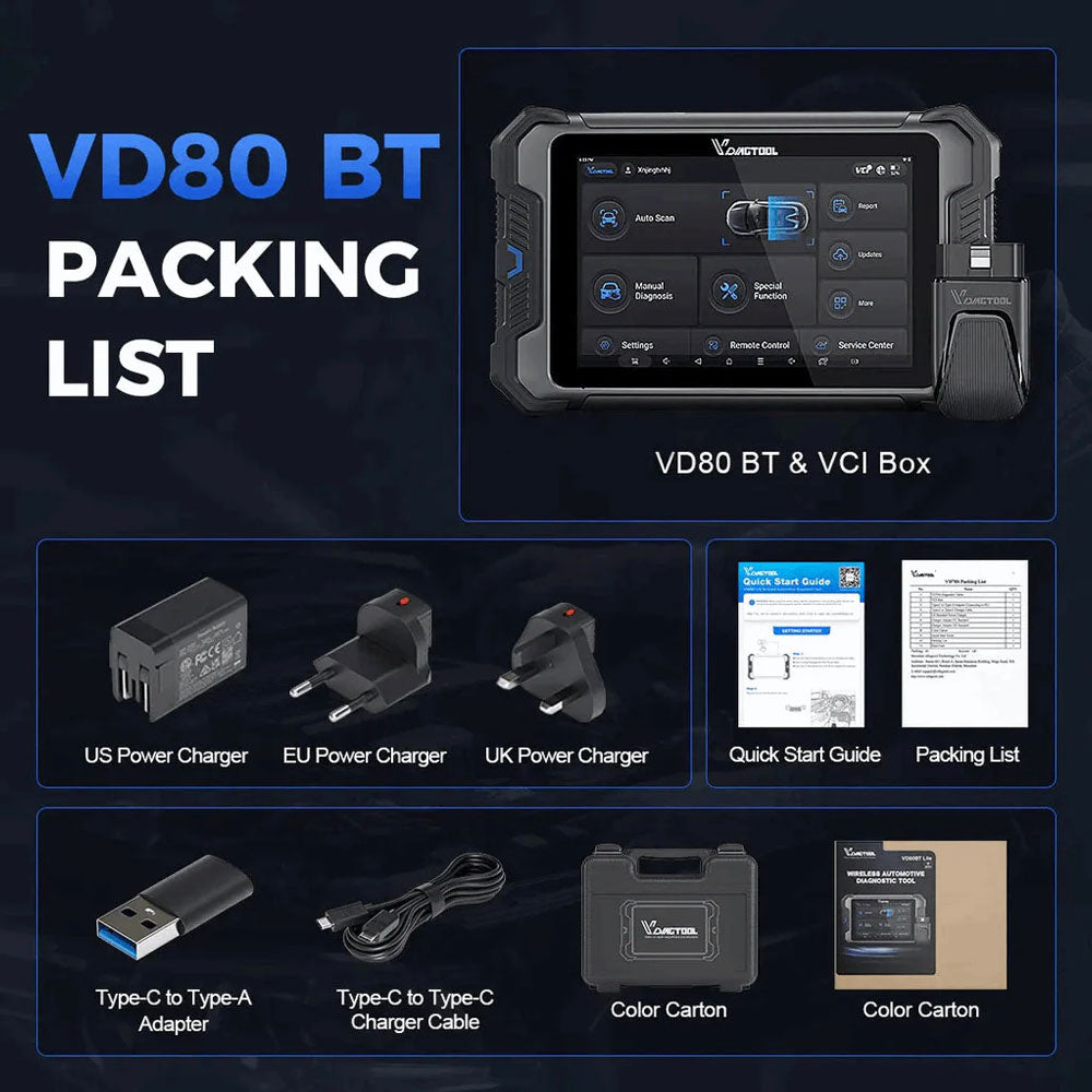 VDIAGTOOL VD80BT Bidirectional Scan Tool with 42+ Maintenance Service Functions & ECU Programming