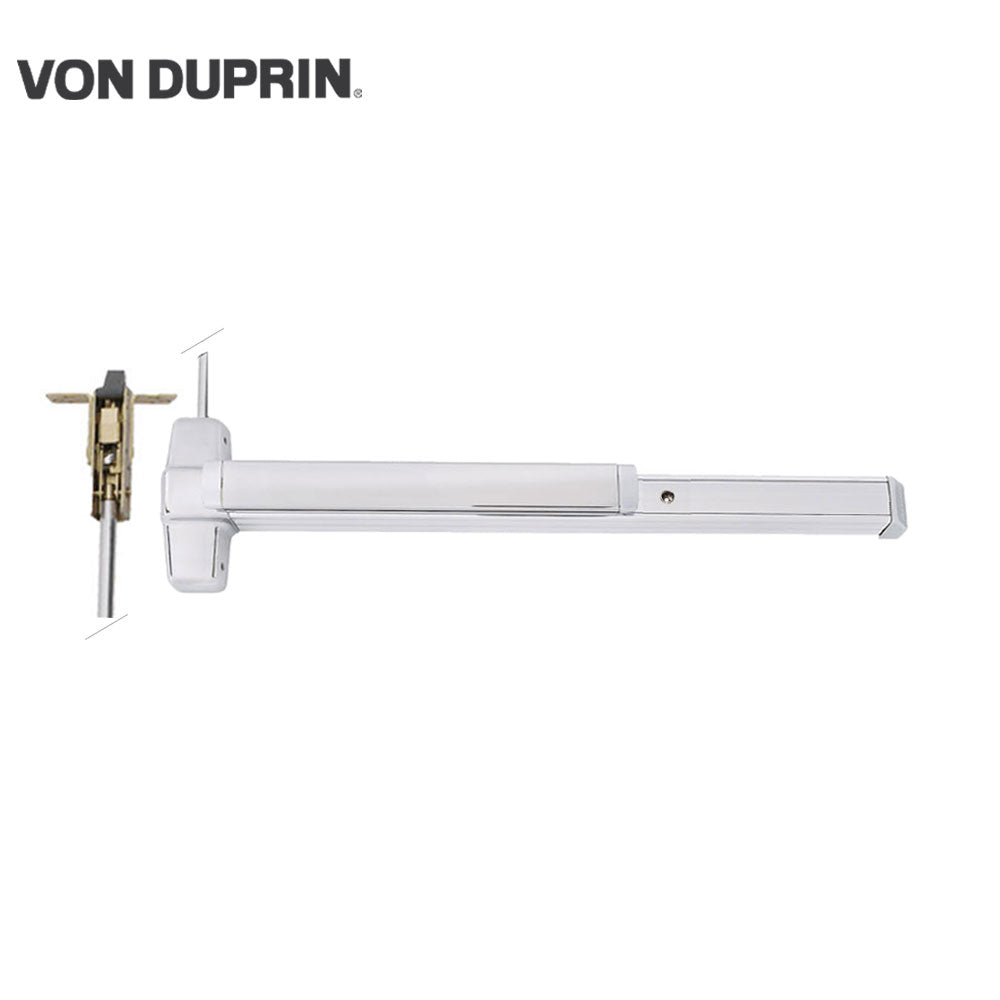 Von Duprin - CD9947 - Grooved Concealed Vertical Rod Exit Bar with Wide Stile Pushpad - Exit Only - Less Bottom Rod - Cylinder Dogging - Grade 1
