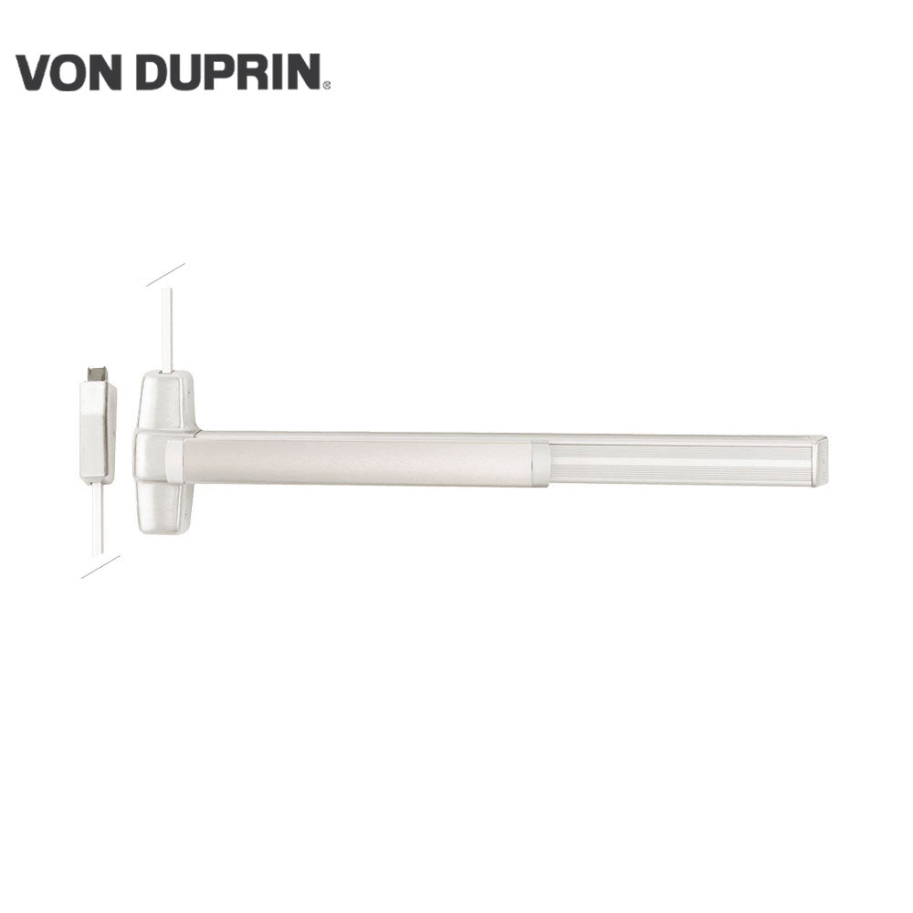 Von Duprin - QEL9927 - Grooved Surface Vertical Rod Exit Bar with Wide Stile Pushpad - Exit Only - Less Bottom Rod - Motorized Latch Retraction - Less Dogging - Grade 1