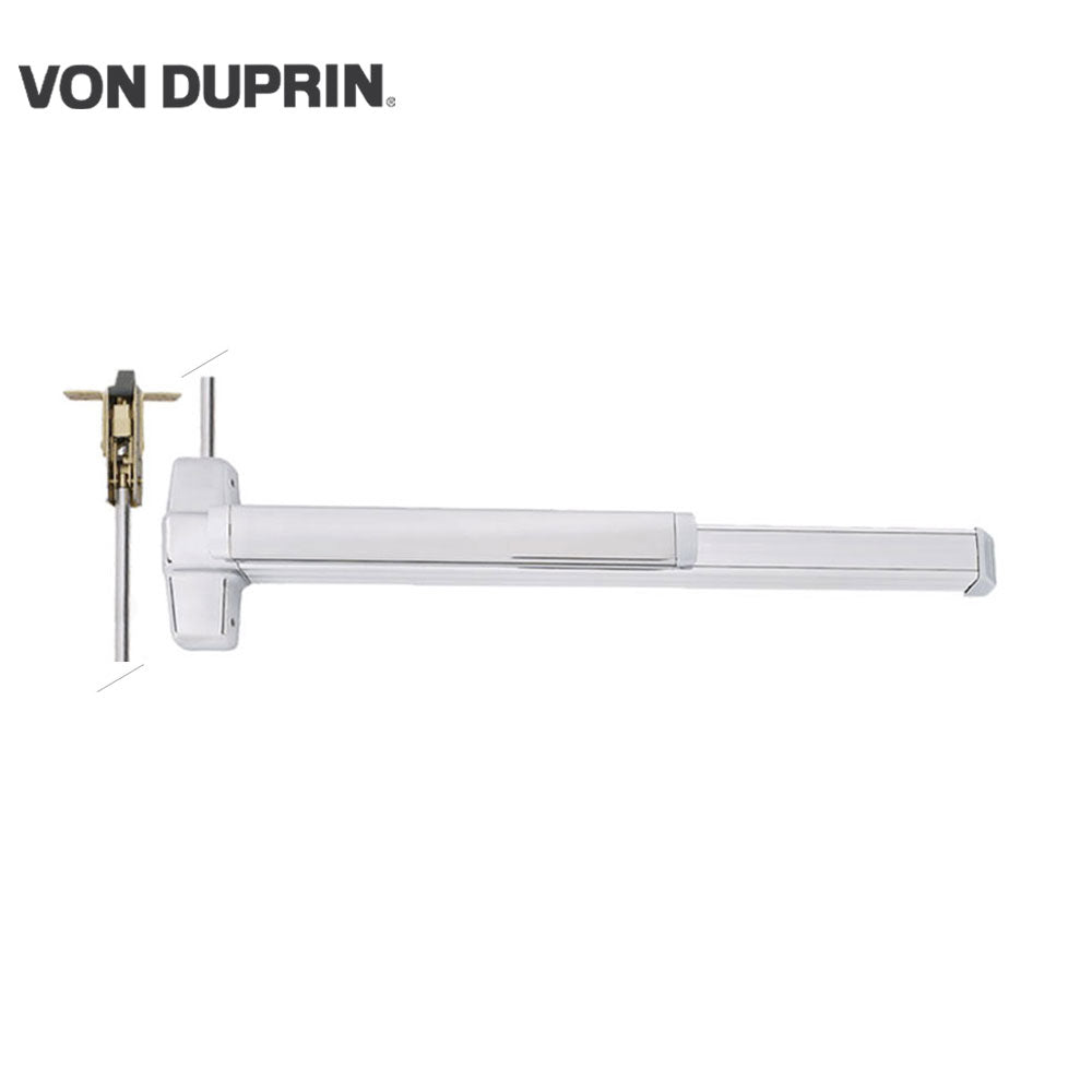 Von Duprin - QEL9947 - Grooved Concealed Vertical Rod Exit Bar with Wide Stile Pushpad - Exit Only - Less Bottom Rod - Motorized Latch Retraction - Less Dogging - Grade 1