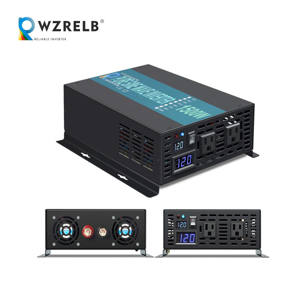 RBP - 1500W Power Inverter 12VDC, 24VDC and 48VDC to 120VAC Pure Sine Wave High Frequency Off Grid Solar Inverter