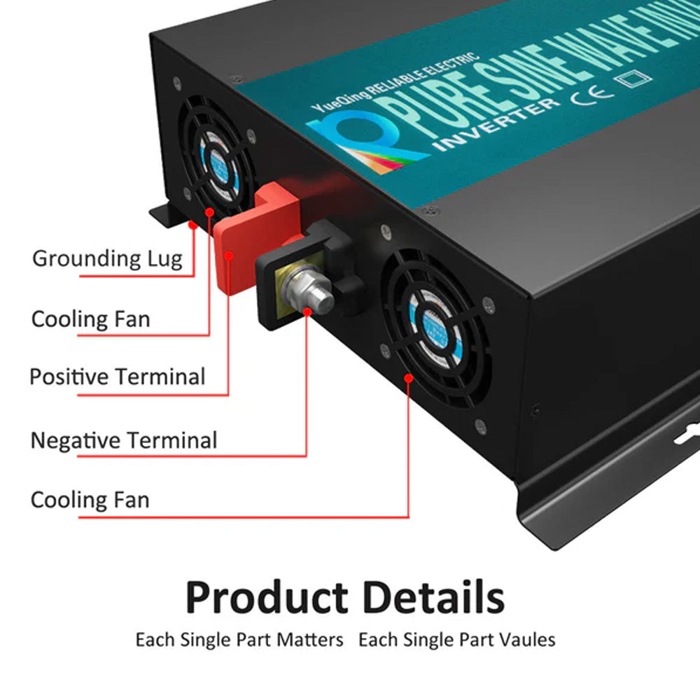 RBP - 12VDC to 120VAC 3000W Pure Sine Wave High Frequency Off Grid Solar Power Inverter