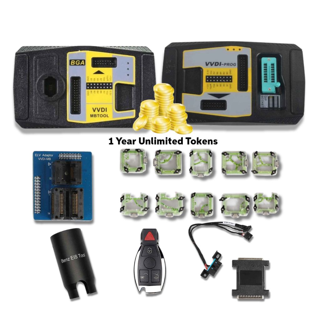 XHORSE VVDI MB Key Programmer and VVDI PROG EEPROM Programmer with Adapters, Smart Key, Removal Tool and 1 Year Unlimited Token for VVDI MB Tool