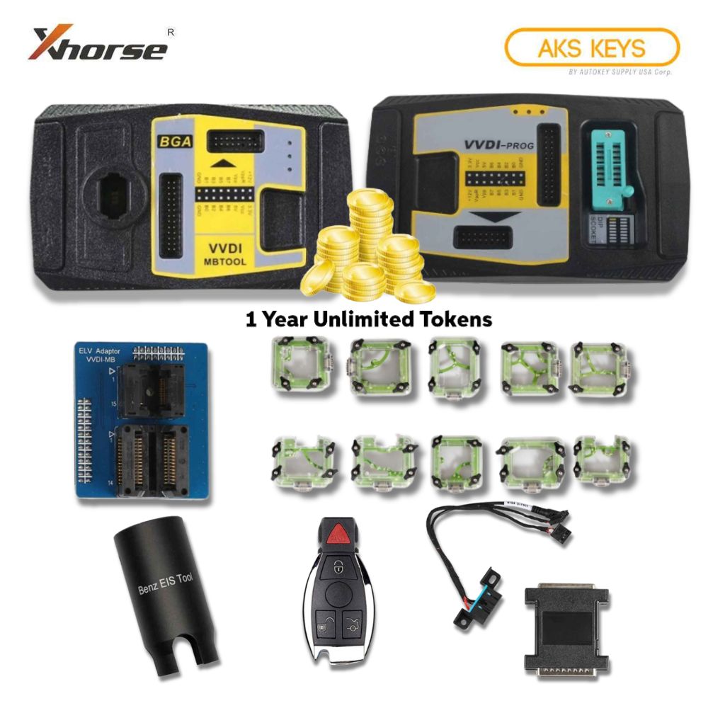 XHORSE VVDI MB Key Programmer and VVDI PROG EEPROM Programmer with Adapters, Smart Key, Removal Tool and 1 Year Unlimited Token for VVDI MB Tool