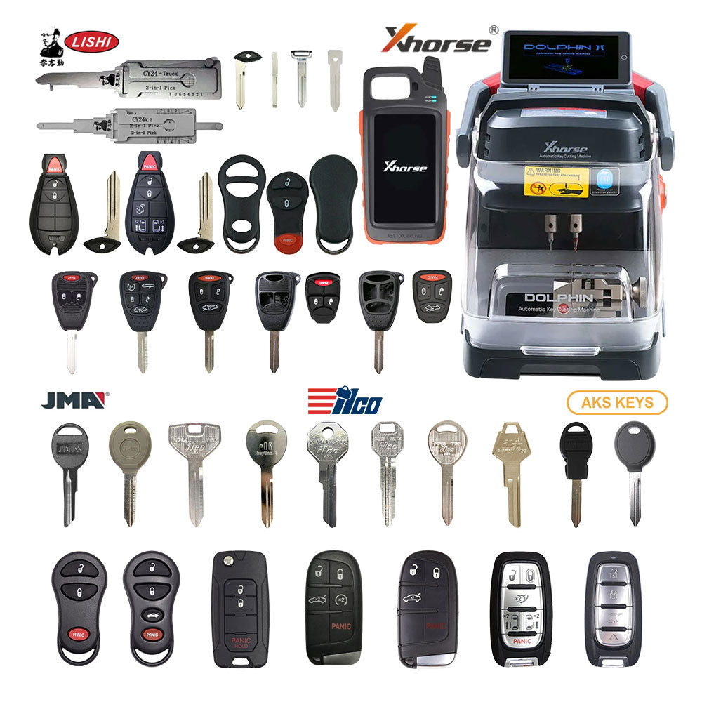 Chrysler Starter Pack Bundle with Xhorse XP-005L Key Cutting Machine, Remotes and Lishi Tools
