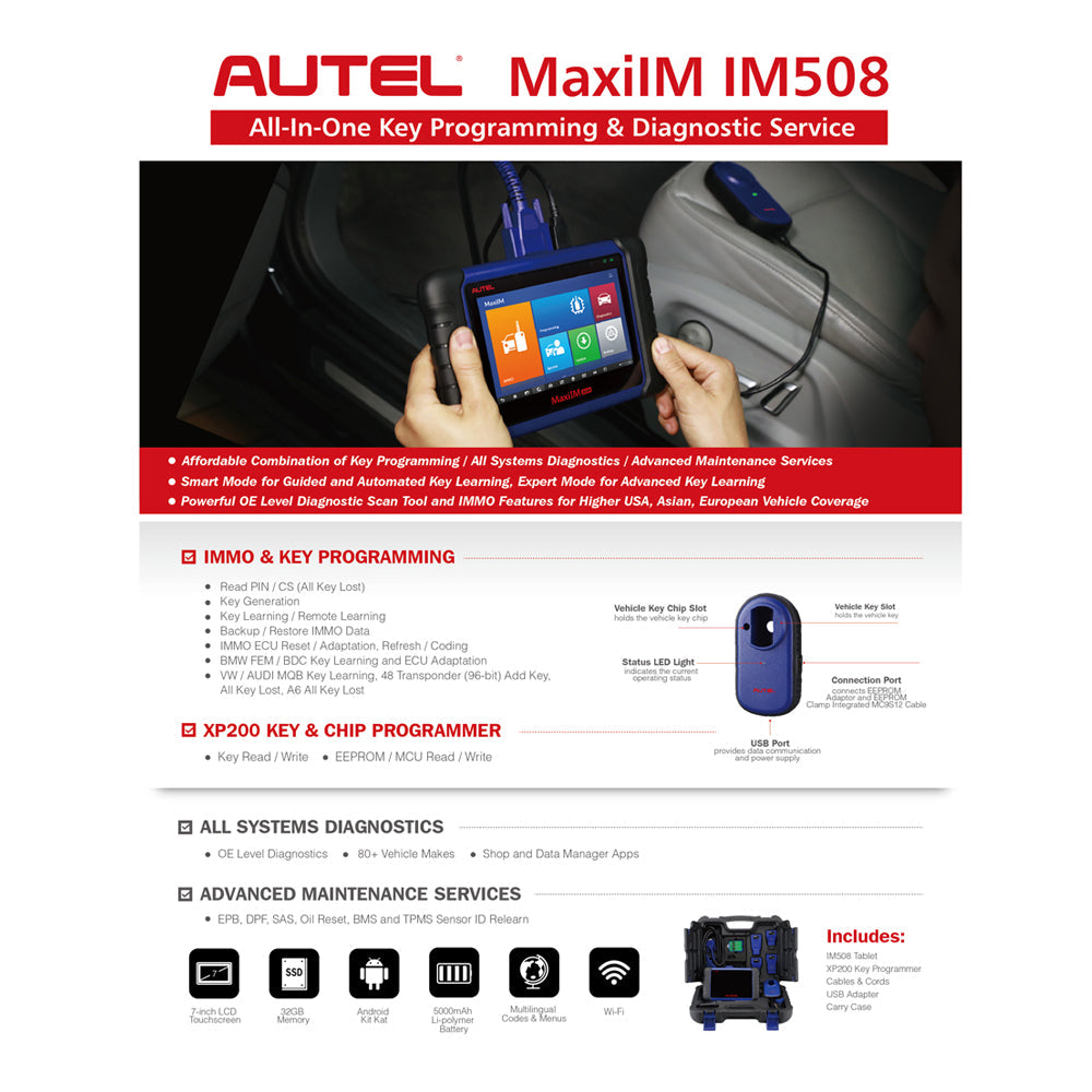 Autel MaxiIM IM508 Key Programming and Diagnostic Tool (USA Version)
