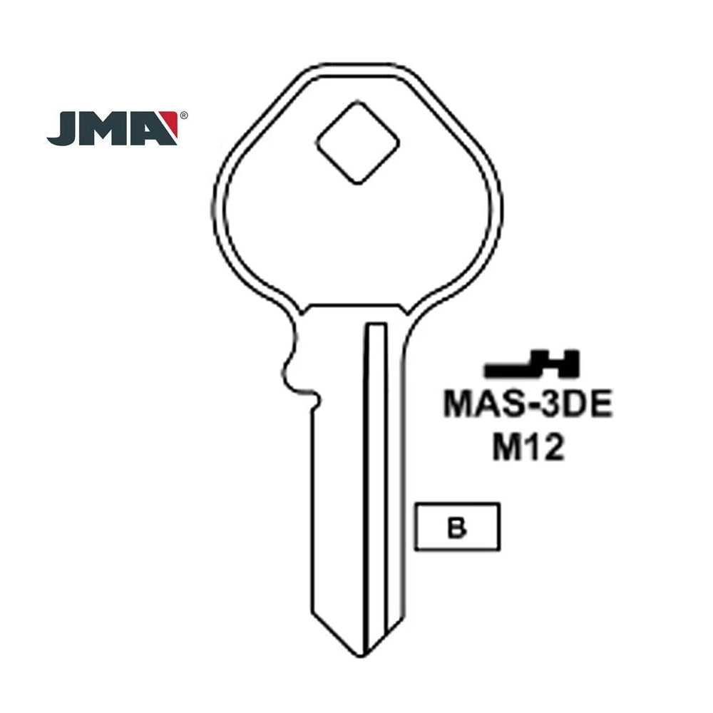 JMA for 1092D Master 5-Pin Padlock Key - Brass Finish / M12 BR