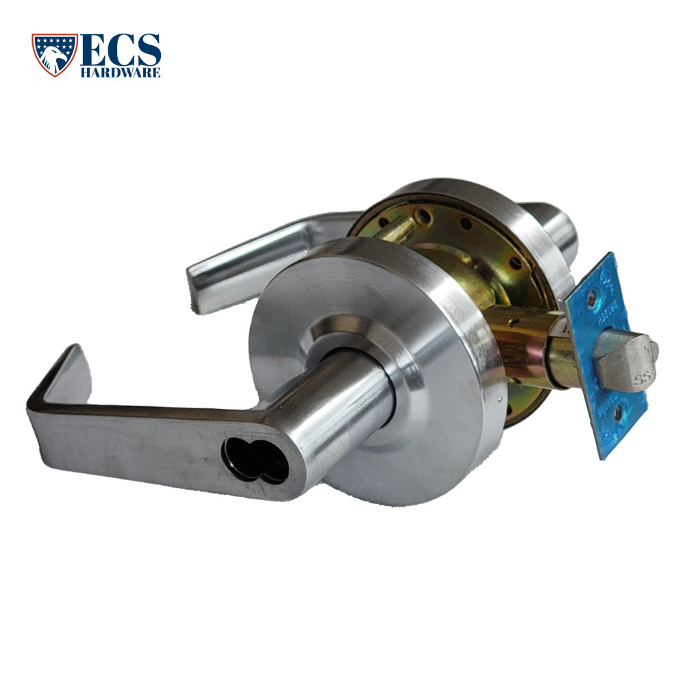 ECS HARDWARE - Commercial Lever Set Handle - SFIC IC Core - 2-3/4 Standard Backset - Satin Chrome - Entrance - Grade 2