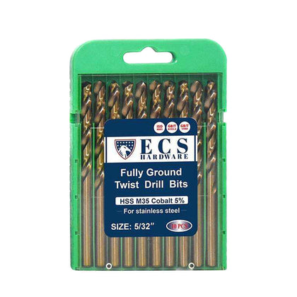 ECS HARDWARE - HSS Drill Bit x 10 Fully Ground - 5% Cobalt M35