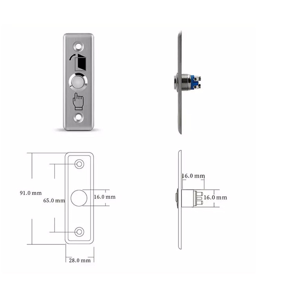 ECS HARDWARE - Luxury Door Release Push Exit Button Switch (SW-02B) - Stainless Steel